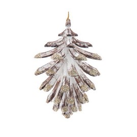 Kurt Adler Distressed Glittered Pinecone - 4.1 Inch Champagne Gold Plastic Christmas Tree Ornament