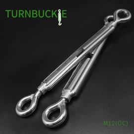 Jamiikury 3PCS M12 Eye & Eye Turnbuckle 304 Stainless Steel Turnbuckle Wire Rope Tension Heavy Duty Turnbuckles for Cable Railing Wire Rope Hardware Kit (M12, Eye & Eye)