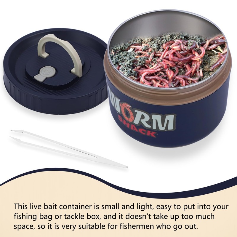 VKVXCLON Fishing Bait Container, Insulated Stainless Steel, Live Bait Storage,