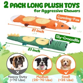 XIUGOAL Dog Toys for Aggressive Chewers, 2 Pack No Stuffing Interactive Dog Toys for Boredom and Teething, Squeaky Chew Toy for Small, Medium Breed to Keep Them Busy