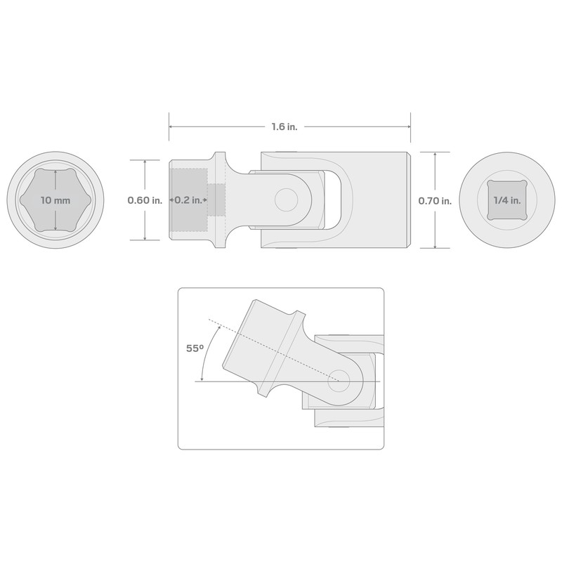 TEKTON 3/8 Inch Drive x 3/8 Inch 6-Point Universal Joint