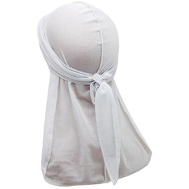 Miracroute Velvet Fabric Durag Hip Pop Dance DU-RAG Black White Hiphop Costume Velvet Glossy, white