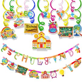 DPKOW First Day of School Decoration for Boys and Girls, School Child Garlands, First Day of School, Ceiling Hanger, Swirl Spiral ABC Sugar Bags, Garland Set for School, Classroom, School Introduction