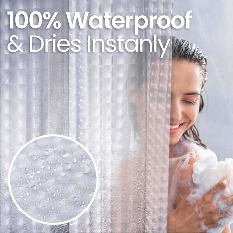 LiBa Waterproof PEVA 8G Shower Curtain, Plastic for Shower Stall,