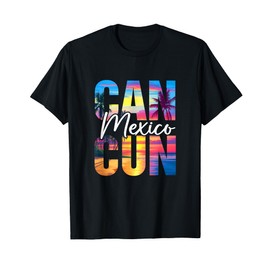 Cancun Mexico Palm Tree Sunset Beach Summer Vacation Trip T-Shirt