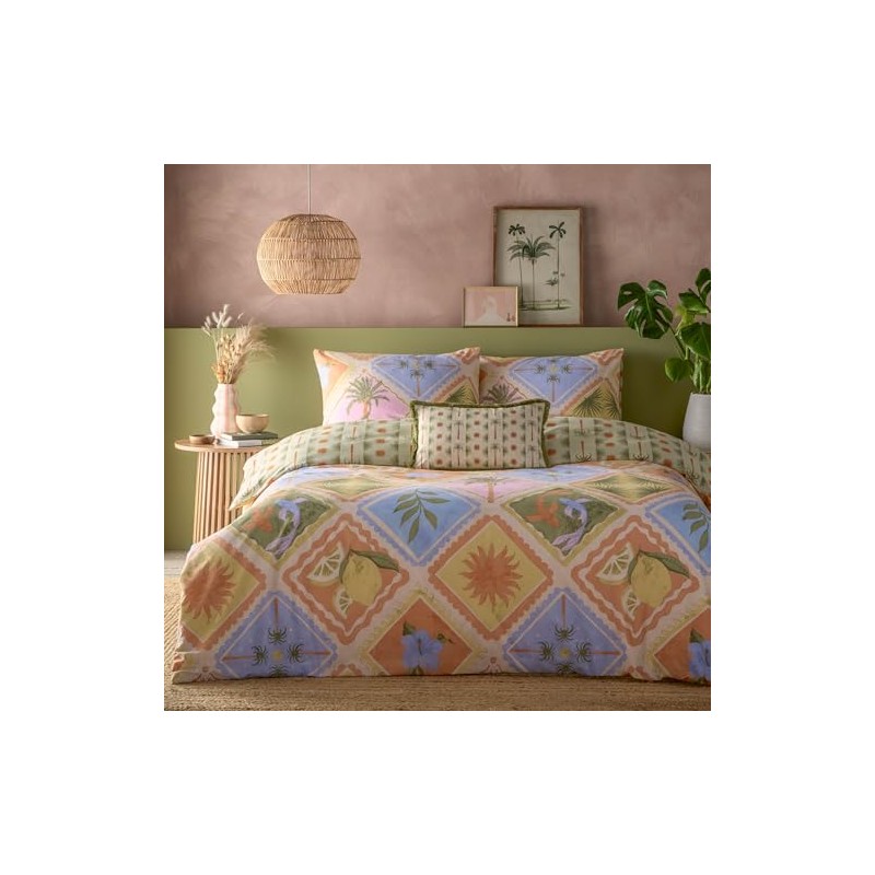 Furn. Tropicala Duvet Cover Set – Reversible Tropical Pastel Holiday