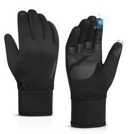 ATERCEL Gloves for Women Cold Weather, Winter Gloves for Men, Touch Screen Warm Waterproof Gloves for Cycling, Running (Black, M)