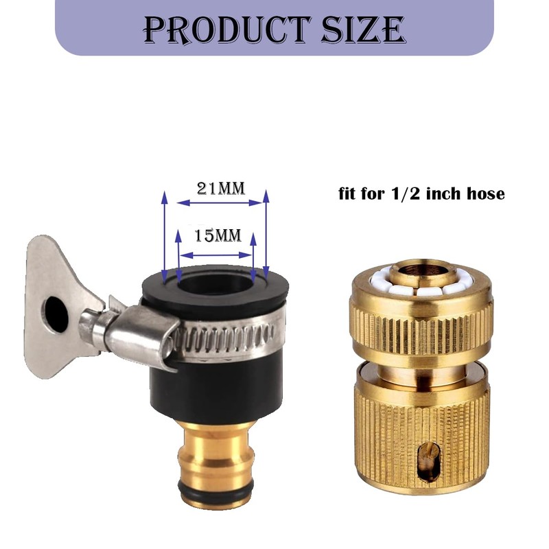 Uni-Fine 2 Pairs Garden Hose Quick Connector Brass Quick Hose