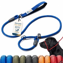 Freedom Pro Rope Slip Lead – No-Kink Swivel Handle, Figure-8 Halter for No-Pull Training, Metal Safety Stopper, Reflective, Premium Durable Rope Lead - Cobalt Blue 1cm x 1.5m