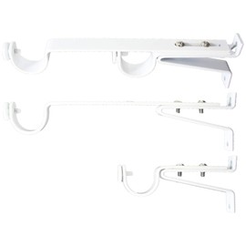 Urbanest Long Double Drapery Curtain Window Rod Bracket Holder, Up to 1.25" Rod - Glossy White, 2 Pieces
