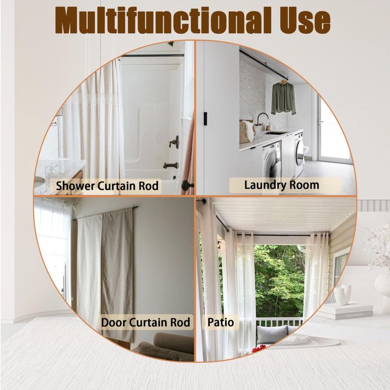 Tension Rod For Clothes Extendable Curtain Pole No Drill Adjustable