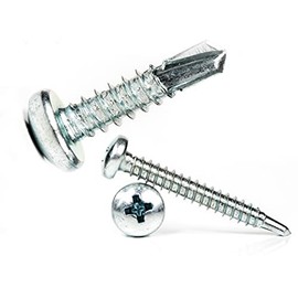 4.2mm x 19mm Self Drilling Pan Head Screws Steel Self Tapping Screws for Metal Sheets Roofing Windows (Pack of 50)