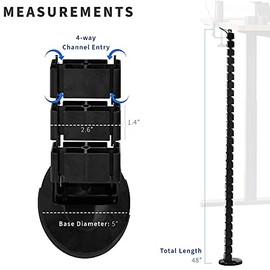 VIVO Vertebrae - Kit de gestión de cables (altura ajustable, organizador de cables de cuatro entradas de computadora) (DESK-AC01C)