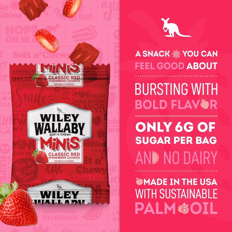 Wiley Wallaby Mini Licorice Bites 0.5 Ounce Classic Gourmet Soft
