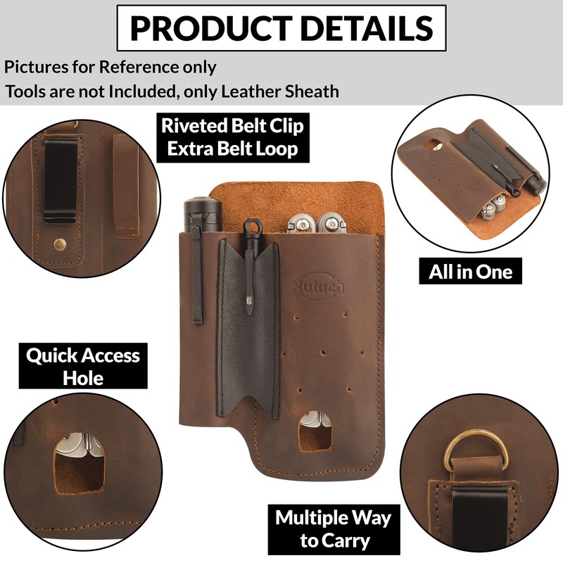 NUTUCH Leather EDC Multitool Sheath | Leather EDC Belt Organizer
