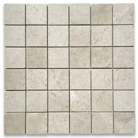 Stone Center Online M25XP Crema Marfil Beige Marble 2x2 Grid Square Mosaic Tile Polished