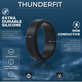 ThunderFit Silicone Wedding Ring for Men (Black, Black, Black, Black, Black, Black, Black - Size 9.5-10 (19.8mm))