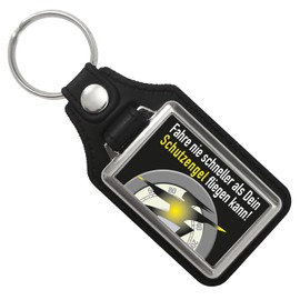 Never Drive Faster Than Your Guardian Angel Can Fly Keyring with Faux Leather Pendant as a Gift for New Drivers for Car Key to Protect While Driving, multicoloured
