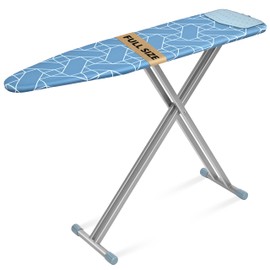 APEXCHASER Ironing Board with Silicon Iron Rest, Heavy-Duty Legs and Heat Resistant Cover, 13x53 inch, Blue
