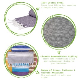 Nicola Spring Turkish Cotton Bath Towel - 172 x 90cm - Dark Grey - Pack of 1 - Lightweight & Absorbent Large Adults Drying Chevron Beach Towel Bathroom Gym Cloth Sauna Hammam Shower Sheet