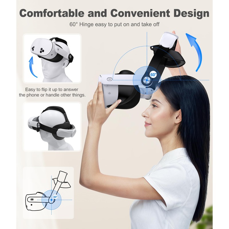 Lightweight Headstrap Compatible with Quest 3/3S/Quest 2, Comfortable Magnetic VR