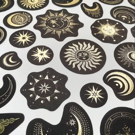 ANKOMINA 40 PCS Metallic Gold Foil Constellation Tarot Cards Stars Moons Label Stickers for DIY Art Craft Notebook Journal Planner Scrapbooking Album Diary Decoration Stationery