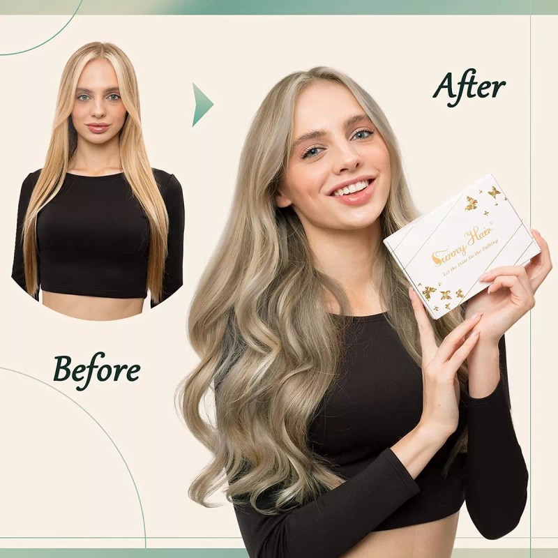 sunny hair Extensiones Cabello Natural 14in Rubio Ceniza Oscuro R