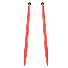 WUTIST Pair 47" Hay Bale Spears 3000 LBS Capacity Fit for Skid Steer Tractors Loaders Buckets Cranes Bale Quick Attach Spike Forks Red Steel Powder Coated W/Hex Nut 2PCS