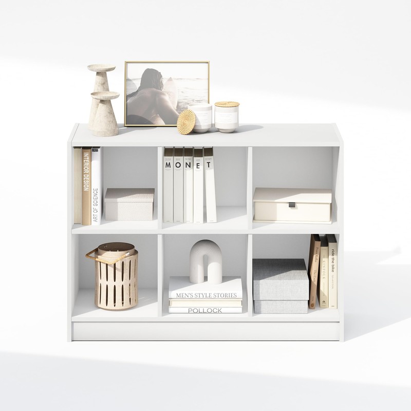 Furinno Basic Book Shelf, 3x2 Bookshelf, Cube Organizer Cabinet Bookcase