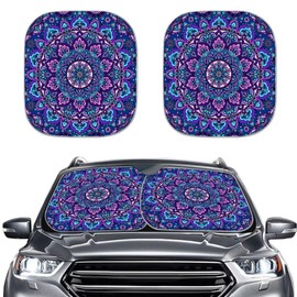 TSVAGA - Parasol universal para parabrisas delantero del coche, diseño de mandala de loto, bloquea los rayos UV, mantiene tu vehículo fresco y azul