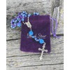 Nazareth Store Blue Pearl Beads Rosary Prayer Handmade Necklace Our