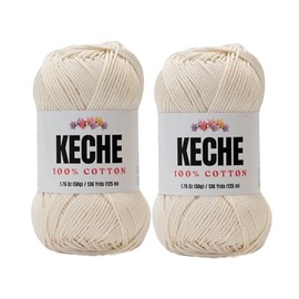 Cotton Yarn - 100% Cotton Yarn for Crocheting and Knitting, Mercerized Cotton Amigurumi Yarn Fine-Sport 2 1.76 oz (50g) / 136 Yrds (125 m) 2 Skeins - Cream