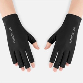 LENNON LEE UV Protection Gloves, Cooling Sensation -5°C, UPF 50+, Half Finger Type, Ice Silk Material, Breathable, One Size Fits Most, Black, Spring, Autumn, UV Protection, Sunburn Protection