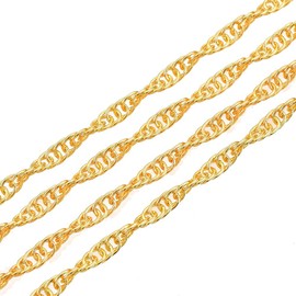 3 Metre Link Chain Link Chain Metal Chain, Round Ring Chain, 2 mm, Jewellery Chain Sold by the Metre for Jewellery Making Necklaces Bracelet DIY Crafts (Gold)