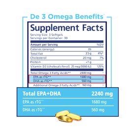 PRN De3 Dry Eye Ultra Pure rTG Omega 3 – Support for Dry Eyes - 2240mg EPA & DHA – New & Improved-Burpless-1 serving, 2-month supply