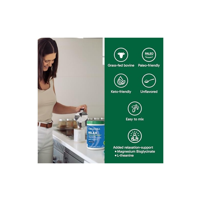 Organika Colágeno Hidrolizado con Bisglicinato de Magnesio y Teanina 250