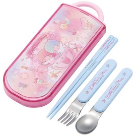 Skater TACC2AG-A Trio Set, Chopsticks, Spoon, Fork, Little Twin Stars, Sparkly Amusement Park, Sanrio, Antibacterial for Kids, Made in Japan