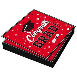 Heyiminy 20Pcs Graduation Napkins, Class of 2025 Congrats Grad Napkins, Disposable Paper Cocktail Dinner Napkin Hand Towels for College High School Graduation Party Decorations Supplies, Red & Black