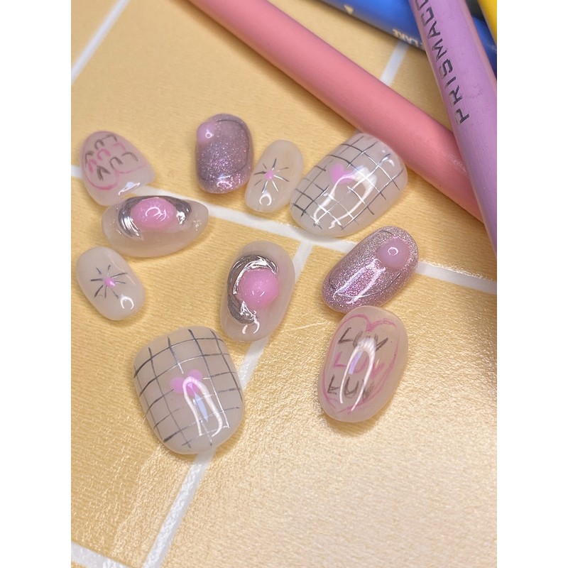 [Janef] Doodle Doodle CuteDrawing Handmade Nail Tips - No selection
