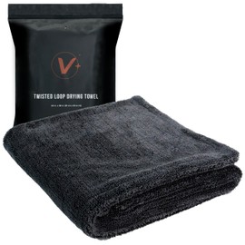 VIKING V+ Premium Microfiber Towel for Car Drying, Twisted Loop, Soft and Super Absorbent, Thick 1200gsm Towel for Car Detailing Kit, Grey, 24 Inch x 36 Inch, 1 Pack
