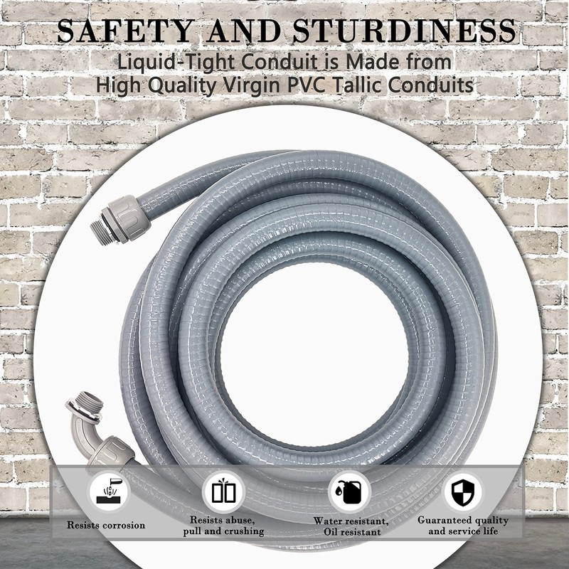 Wocloer Liquid-Tight Conduit - 1/2inch 25 Foot Flexible Non Metallic