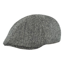 Sterkowski Rusty Duckbill Cap | Harris Tweed Newsboy Cap Men and Women | Bunnet Dai Cap Derby Hat Men Irish Hat Scally Cap Mens Newsboy Cap Gatsby Cap Driver Cap Ivy Flat Cap Black/Gray 58 cm