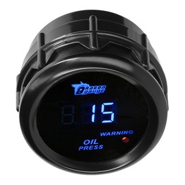 LKRXW Car Oil Pressure Gauge 12V Auto Oil Press Gauge Psi 2" 52mm Meter Digital Blue Light Psi Pressure Gauge Instruments 0 to 150Psi Smoke Tint Len with Sensor