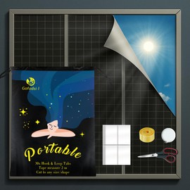 Gofodsil Window Blackout Roller Blind, No Drilling, 300 cm x 145 cm, Roof Window Blackout Sun Protection, Portable Travel Blackout Roller Blind, No Drilling Required, with 30 Velcro Fasteners, Free