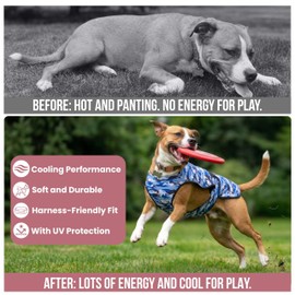 LUCOLOVE Dog Cooling Vest, 2-Layer Microfiber Cooling Jacket, Blue, S