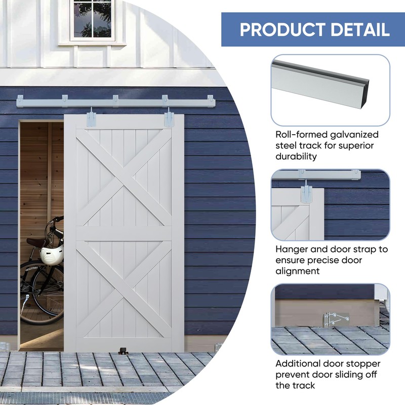 BARNSMITH 8FT Exterior Barn Door Hardware, Sliding Barn Door Hardware