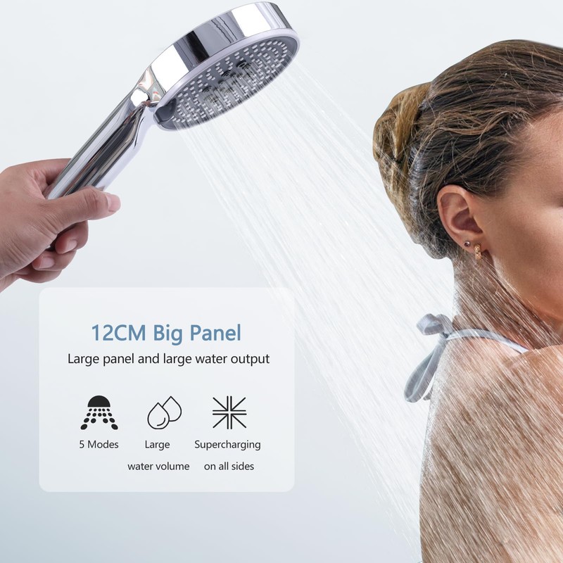 Netinpeater Universal Shower Head, Hand Shower with 5 Jet Types,