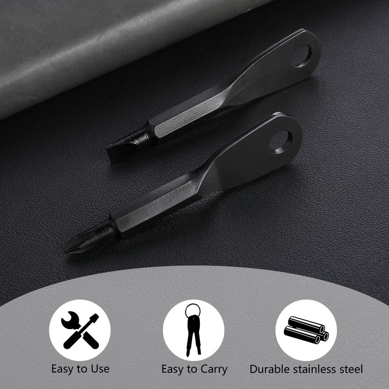 Amaxiu Mini Screwdriver Keychain, 2 Pieces Portable Phillips Flathead Screwdriver
