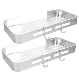 Cabilock 1 Set Bathroom Storage Rack Shower Wall Shelf Shower Shampoo Holder Wall Mounted Bathroom Shower Hooks Shower Hangers Organizer Shower Shelf Aluminum Alloy Shower Rack Metal Shelf