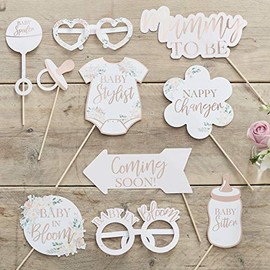 Ginger Ray Baby in Bloom Photobooth Props Rose Gold Foiled (Pack of 10)